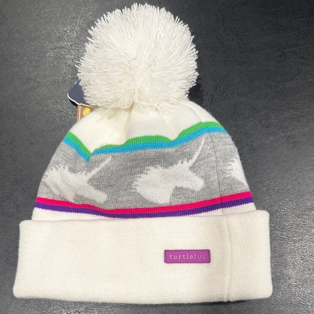 White and Gray Kids Pom-Pom Hat